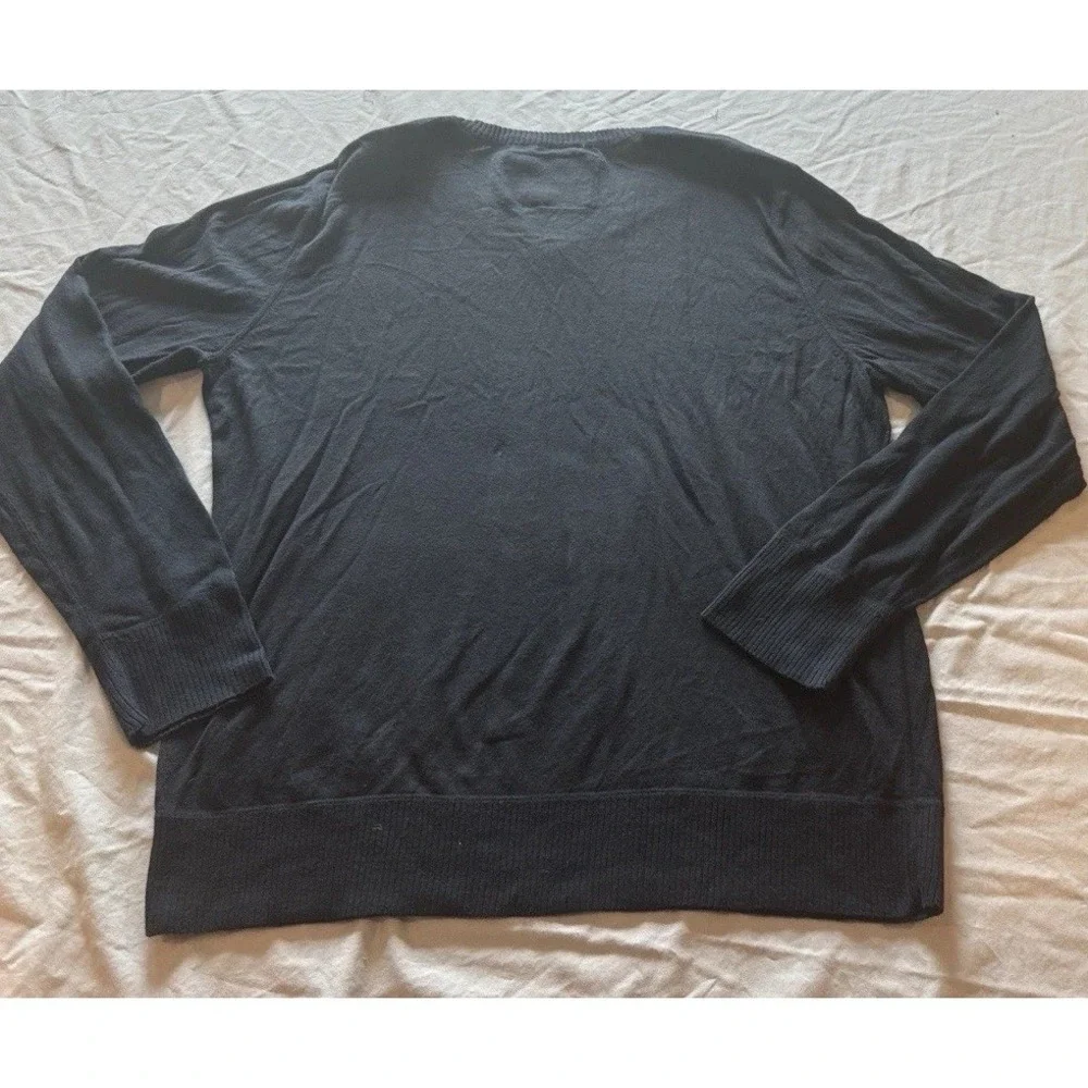 American Eagle Vintage Fit Men's V Neck Sweater Size‎ XL Navy Preppy Academia
